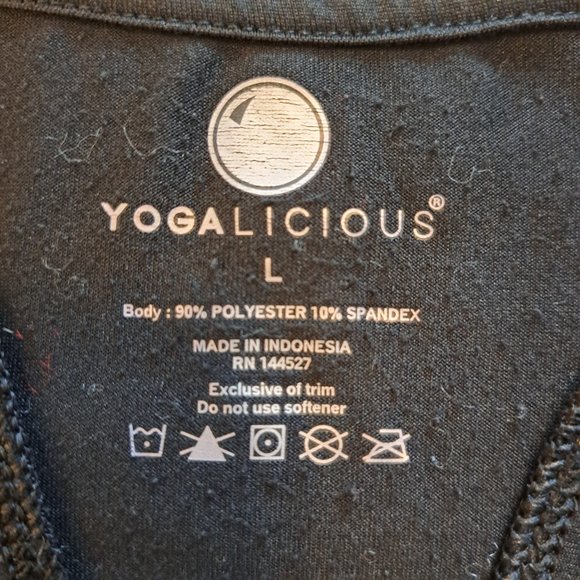 Yogalicious Black Racerback Sleeveless Tank Top Workout Athletic Size Large - Picture 5 of 5